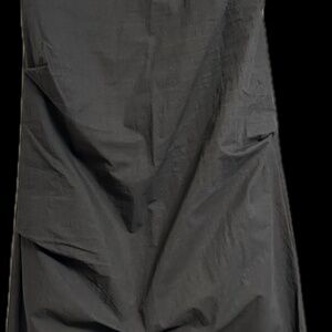 Oak + Fort Black Poplin Midi Skirt | Size Medium | Elastic Waistband